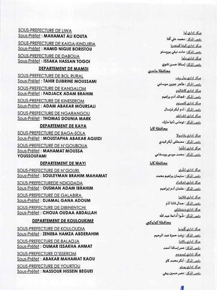 Tchad : vague de nomination des sous-préfets Tchad : vague de nomination des sous-préfets