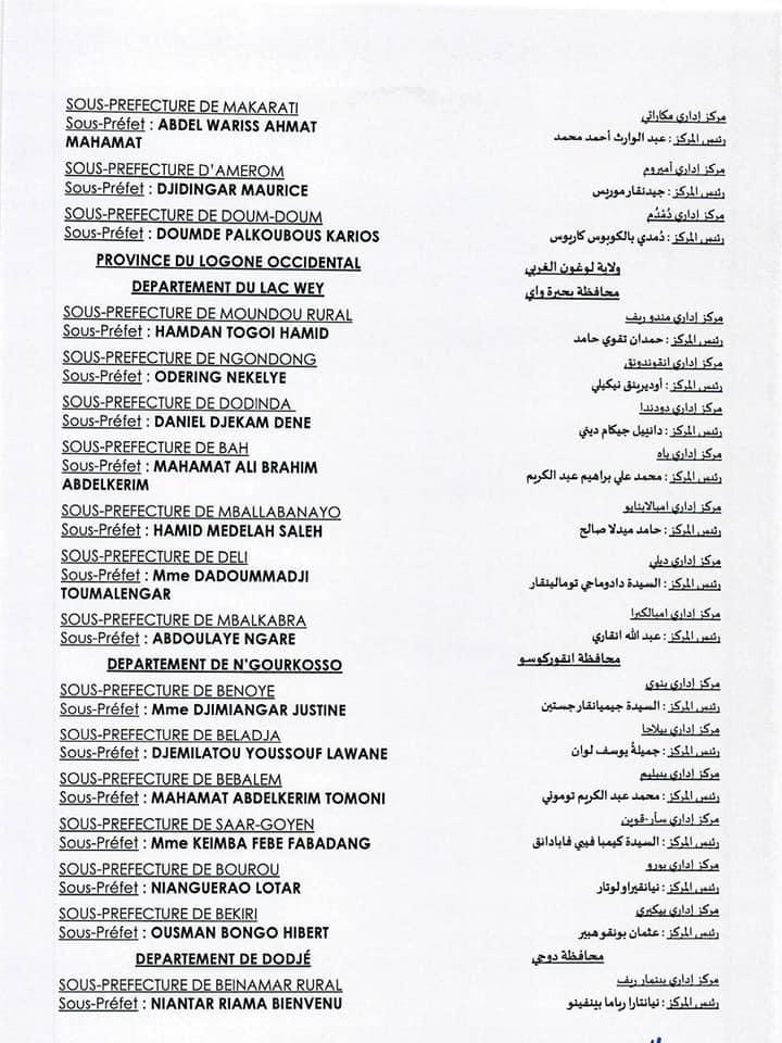 Tchad : vague de nomination des sous-préfets Tchad : vague de nomination des sous-préfets