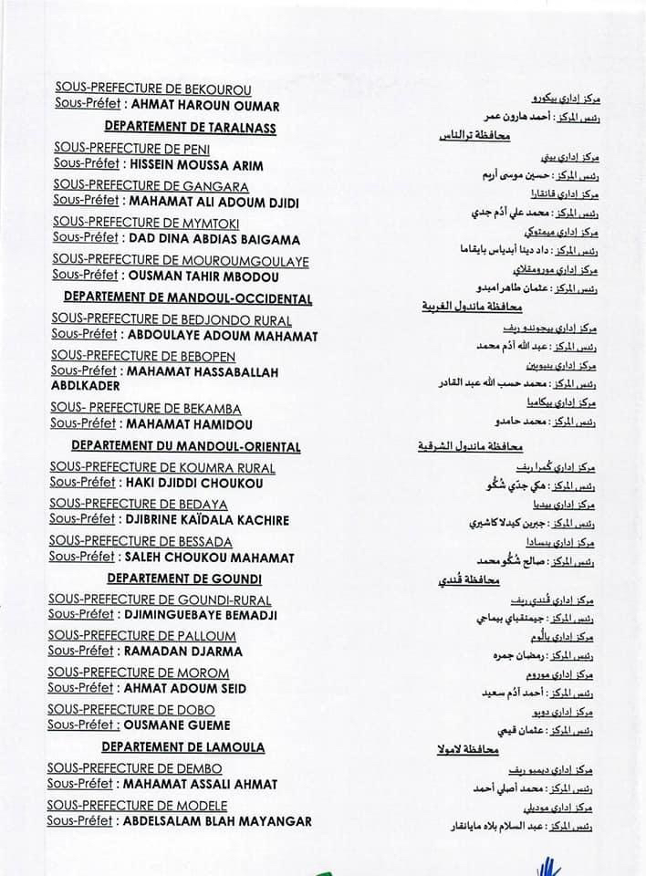 Tchad : vague de nomination des sous-préfets Tchad : vague de nomination des sous-préfets