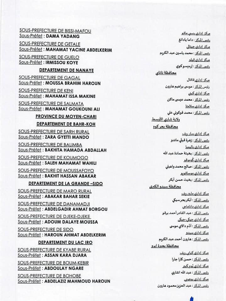 Tchad : vague de nomination des sous-préfets Tchad : vague de nomination des sous-préfets
