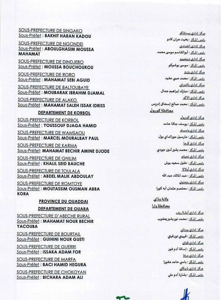 Tchad : vague de nomination des sous-préfets Tchad : vague de nomination des sous-préfets