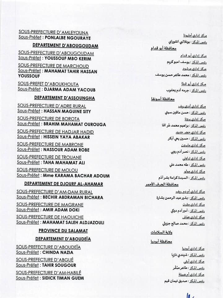 Tchad : vague de nomination des sous-préfets Tchad : vague de nomination des sous-préfets