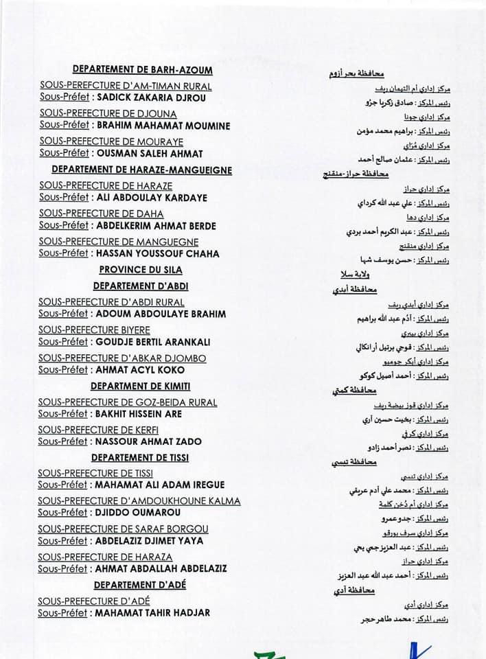 Tchad : vague de nomination des sous-préfets Tchad : vague de nomination des sous-préfets