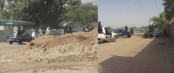 Les forces de l'ordres dépêchés sur les lieux des manifestations, ce matin. Crédit photo : Eloi Miandadji Les forces de l'ordres dépêchés sur les lieux des manifestations, ce matin. Crédit photo : Eloi Miandadji
