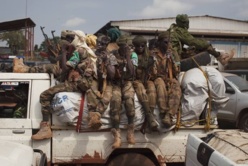 Des soldats tchadiens de la Force multinationale d'Afrique centrale, la Fomac, à Bangui, le 24 novembre. | JOE PENNEY/Reuters
