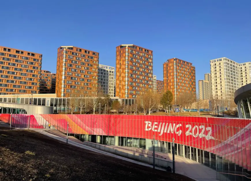 The Beijing Olympic Village, covering about 330,000 square meters, houses 20 residential buildings. It has three functional sections - an operation area, a residential area and a commercial plaza. (Photo by Hu Qingming/People’s Daily Online)