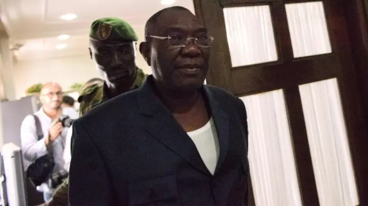 Michel Djotodia, l'ex-président centrafricain par intérim, le 31 décembre 2013 à Bangui (Centrafrique). (MIGUEL MEDINA / AFP)