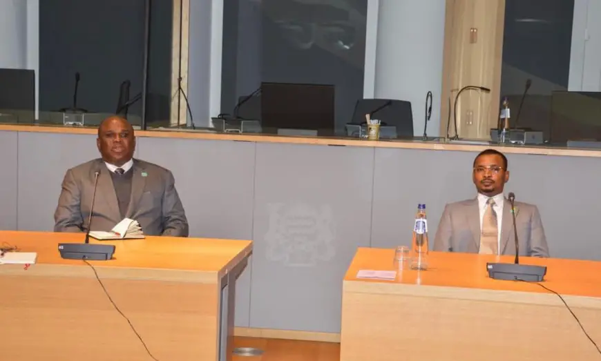 Le président d’Afreximbank, Benedict Oramah, s'est entretenu le 18 février à Bruxelles avec Mahamat Idriss Deby, président du Conseil militaire de transition. © PR