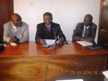 Le conseiller technique Djy Djimoko Jeth a fait un point de presse à la maison des médias du Tchad ce samedi 25 janvier 2014 © Alwihda Info/MR