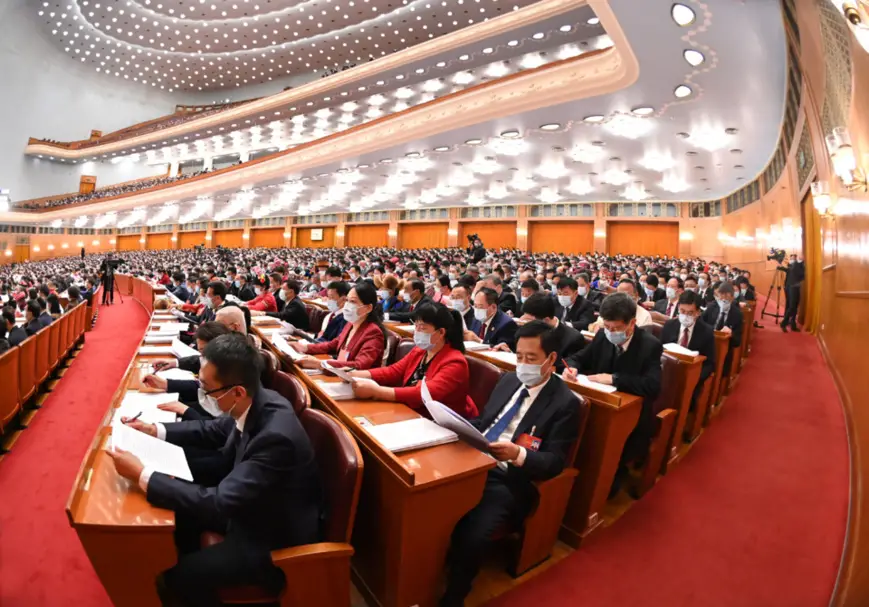 The fifth session of the 13th National People’s Congress opens at the Great Hall of the People in Beijing, March 5, 2022. (Photo by Lei Sheng/People’s Daily)
