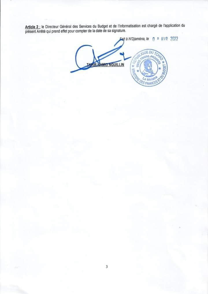 Tchad : nominations à la direction des services du budget et de l’informatisation Tchad : nominations à la direction des services du budget et de l’informatisation