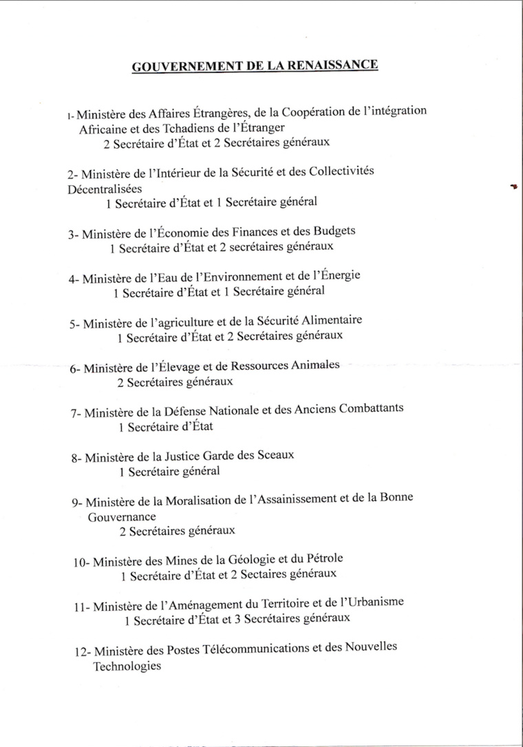 Tchad : Un nouveau gouvernement de la renaissance bientôt dévoilé ?