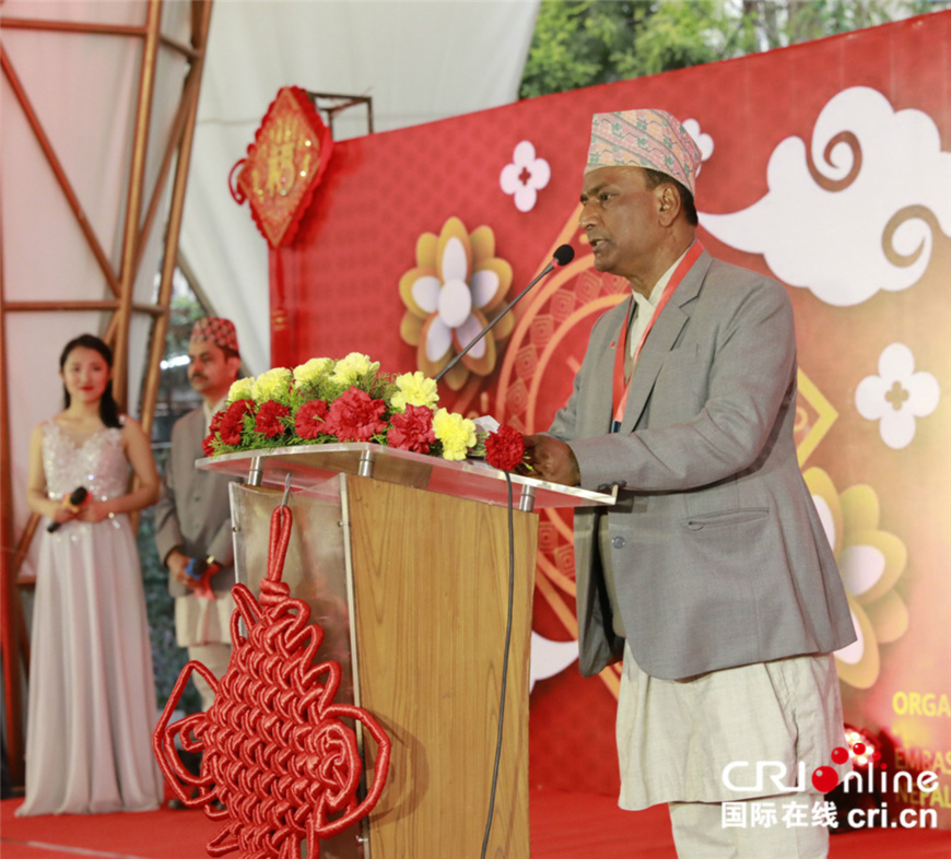 Harish Chandra Shah, President of Nepal China Cultural and Educational Council, delivers a speech at an activity held by the council to celebrate the Chinese Lunar New Year, March 2018. Harish Chandra Shah, President of Nepal China Cultural and Educational Council, delivers a speech at an activity held by the council to celebrate the Chinese Lunar New Year, March 2018.