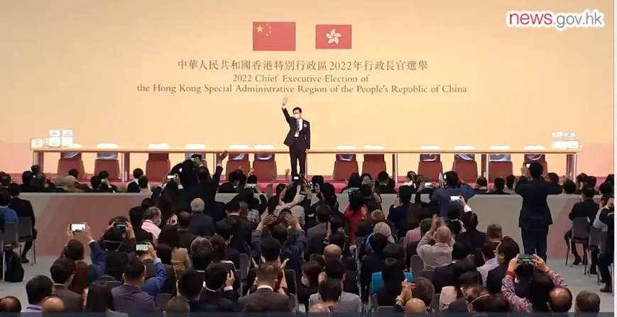 The election of the sixth-term Chief Executive of the Hong Kong Special Administrative Region (HKSAR) is held on May 8. John Lee Ka-chiu wins the election with an overwhelming vote. (Photo from news.gov.hk)