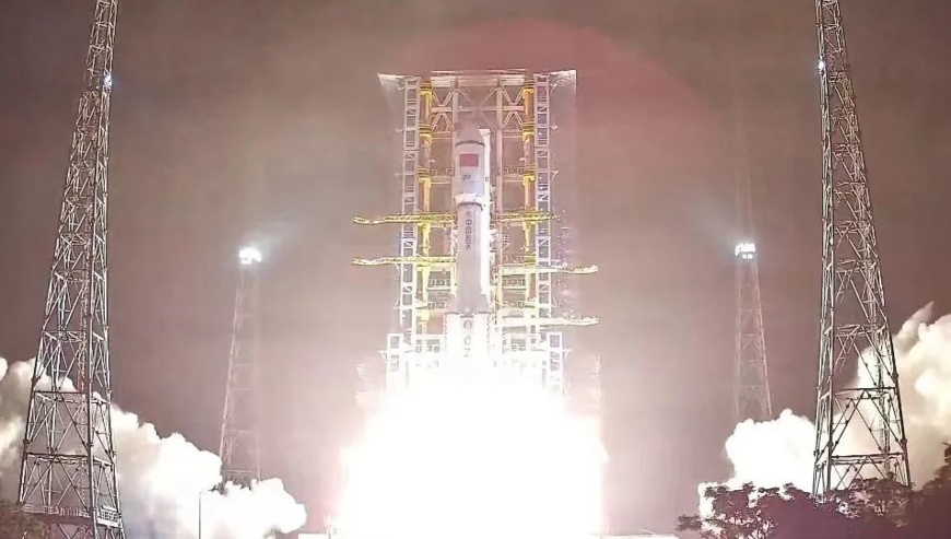 China’s Long March-7 Y5 carrier rocket, carrying the country’s Tianzhou-4 cargo spacecraft, blasts off from the Wenchang Spacecraft Launch Site in south China’s Hainan province. (Photo/Courtesy of China Academy of Launch Vehicle Technology)