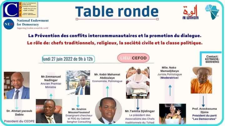 Tchad : conflits communautaires, une table-ronde le 27 juin à N’Djamena Tchad : conflits communautaires, une table-ronde le 27 juin à N’Djamena