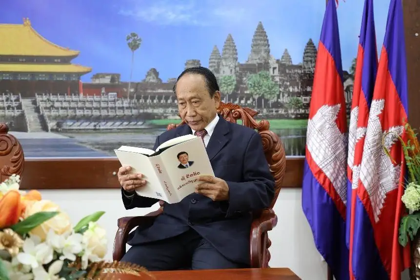 Ek Sam Ol, member of the standing committee of the ruling Cambodian People’s Party (CPP), serves as the president of the CCFA. (Photo by Zhao Yipu/People’s Daily)