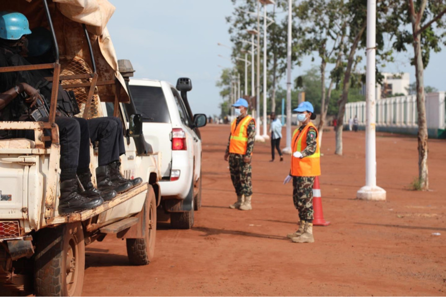 Une unité de police militaire de la MINUSCA le 12 mai 2022. Illustration © MINUSCA Une unité de police militaire de la MINUSCA le 12 mai 2022. Illustration © MINUSCA