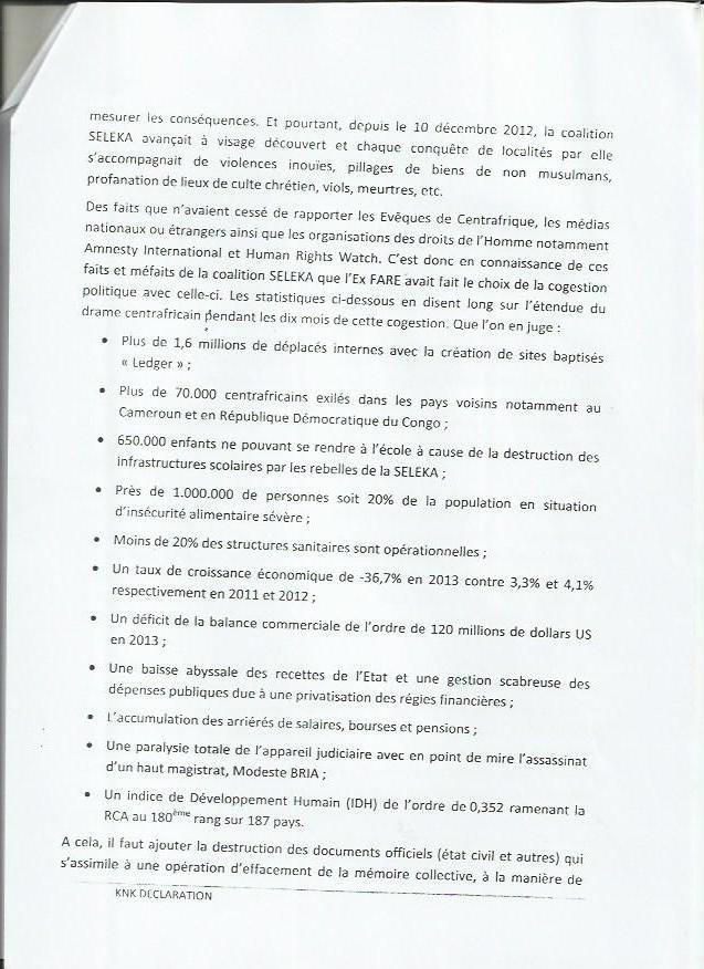 Centrafrique : Le Kwa Na Kwa désigne coresponsables le MPLC et l'ex-FARE de la crise