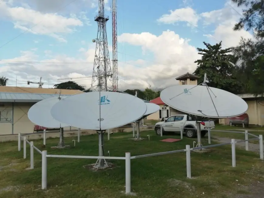 Photo shows satellite dishes for digital television in Timor-Leste. (Photo courtesy of the Chinese Embassy in Timor-Leste)