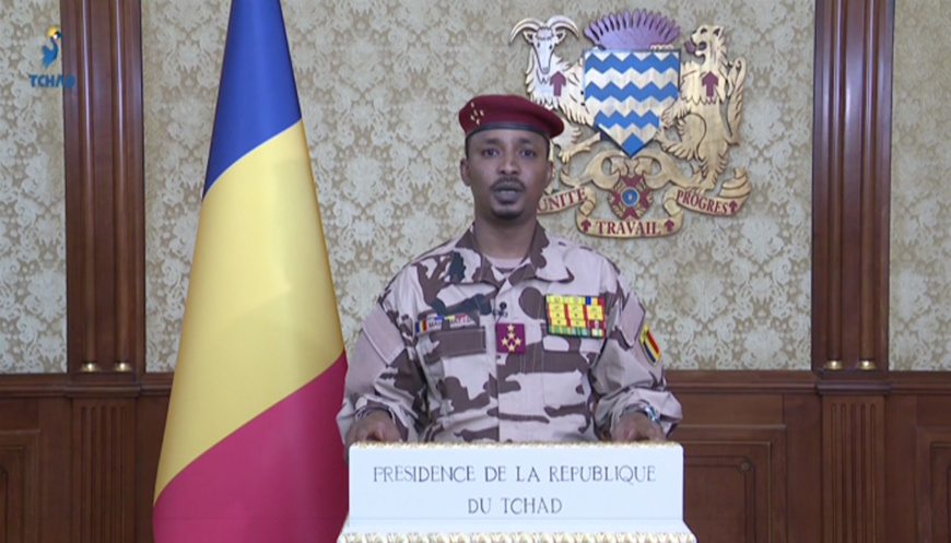 Mahamat Idriss Deby s'adresse à la nation le 10 août 2022. © Tvt