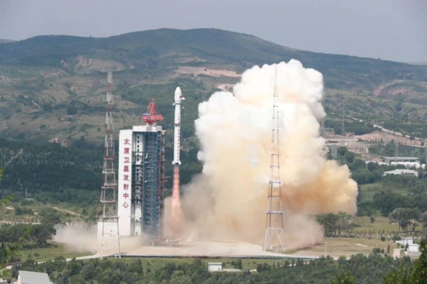 A terrestrial ecosystem carbon monitoring satellite, named “Goumang,” is sent into orbit from the Taiyuan Satellite Launch Center in north China’s Shanxi Province. (China National Space Administration/Zheng Taotao)