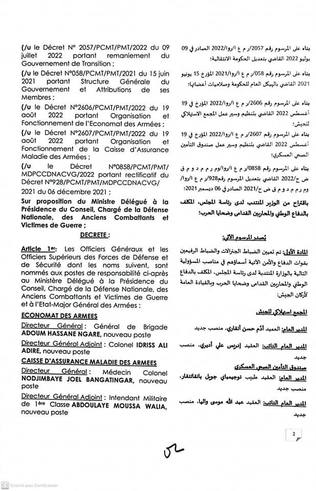 Tchad : nominations à l’état-major des armées Tchad : nominations à l’état-major des armées