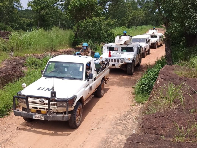 Un convoi de la MINUSCA. © MINUSCA Un convoi de la MINUSCA. © MINUSCA