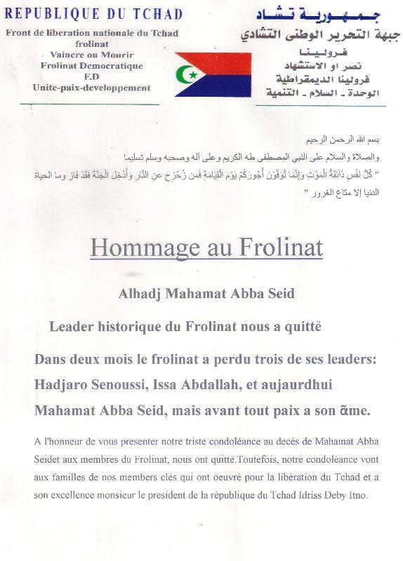 Le Tchad rend hommage à Mahamat Abba Seïd