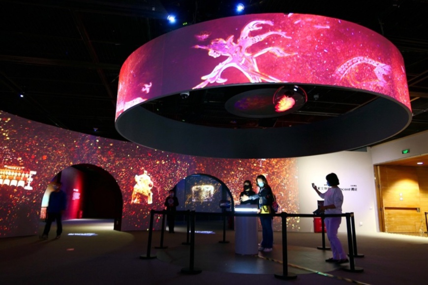 An exhibition showcasing the Chinese civilization via digital technologies is held at the Capital Museum in Beijing, September 2020. (Photo by He Luqi/People's Daily Online)