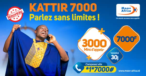 Tchad : les utilisateurs de Moov Africa apprécient le nouveau produit Kattir 7000 lancé par l’opérateur Tchad : les utilisateurs de Moov Africa apprécient le nouveau produit Kattir 7000 lancé par l’opérateur