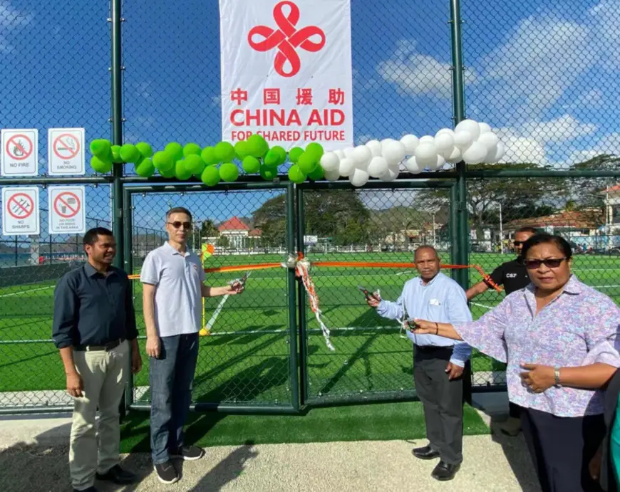 The delivery ceremony of a football pitch donated to Timor-Leste by the Chinese Embassy in the country is held in Dili, capital of Timor-Leste, Aug. 30, 2022. (Photo from the website of the Chinese Embassy in Timor-Leste)