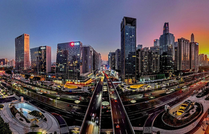 Photo taken on Nov. 13, 2022 shows night view of Futian district, Shenzhen, south China's Guangdong province. (People's Daily Online/Wang Meiyan) Photo taken on Nov. 13, 2022 shows night view of Futian district, Shenzhen, south China's Guangdong province. (People's Daily Online/Wang Meiyan)