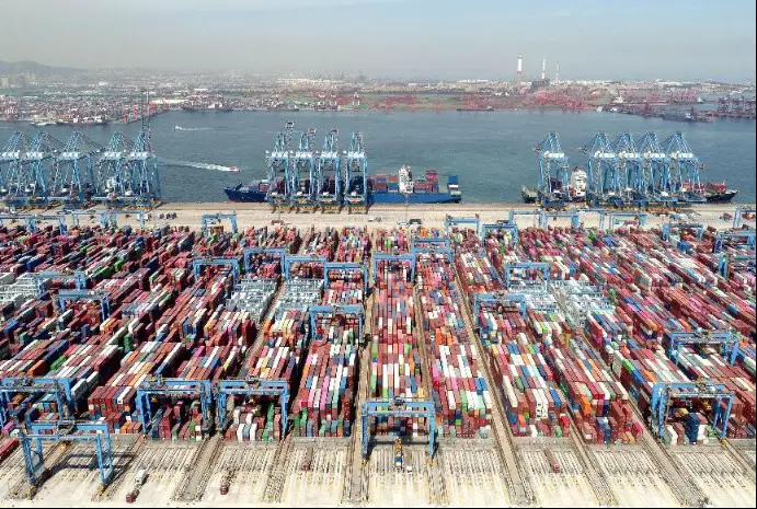 Photo taken on Sept. 8, 2022 shows the Qingdao area of China (Shandong) Pilot Free Trade Zone. (Photo by Zhang Jin'gang/People's Daily Online)