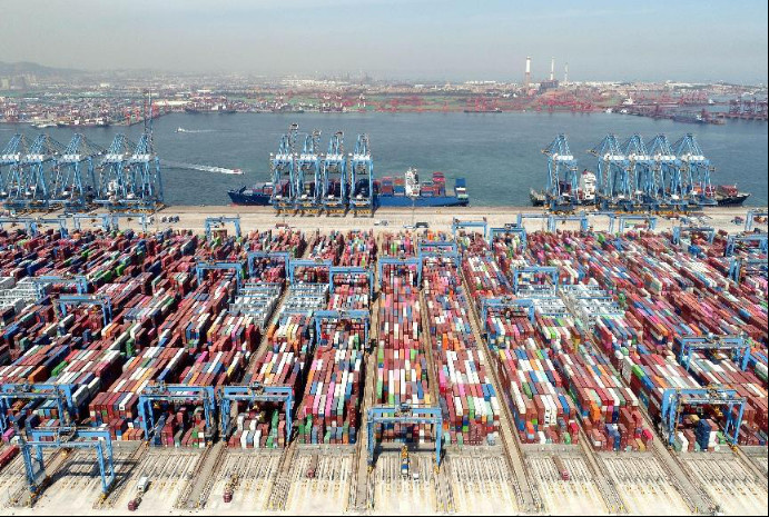 Photo taken on Sept. 8, 2022 shows the Qingdao area of China (Shandong) Pilot Free Trade Zone. (Photo by Zhang Jin'gang/People's Daily Online)