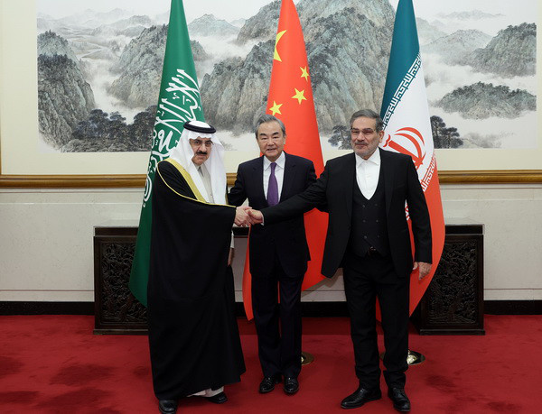 As announced by China on March 10, 2023, Saudi Arabia and Iran, the latter two have reached a deal which includes the agreement to resume diplomatic relations and reopen embassies and missions within two months. Photo: Chinese Ministry of Foreign Affairs. As announced by China on March 10, 2023, Saudi Arabia and Iran, the latter two have reached a deal which includes the agreement to resume diplomatic relations and reopen embassies and missions within two months. Photo: Chinese Ministry of Foreign Affairs.