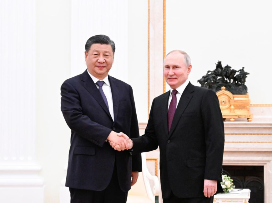 Chinese President Xi Jinping meets with Russian President Vladimir Putin at the Kremlin on his arrival in Moscow, Russia, March 20, 2023. (Xinhua/Shen Hong)