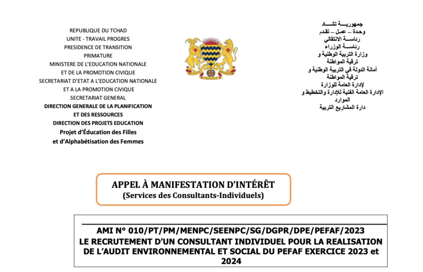 AMI pour le compte du Projet PEFAF AMI pour le compte du Projet PEFAF