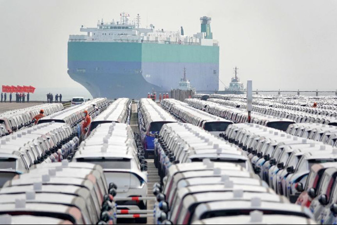 Vehicles are about to be loaded onto a ship for exportation at the Yantai Port, east China's Shandong province, May 9, 2023. (Photo by Tang Ke/People's Daily Online) Vehicles are about to be loaded onto a ship for exportation at the Yantai Port, east China's Shandong province, May 9, 2023. (Photo by Tang Ke/People's Daily Online)