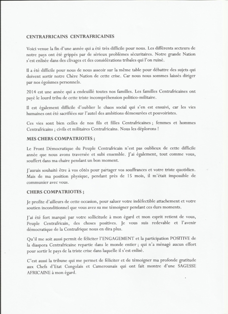 Voeux de nouvel an du Général Adoulaye Miskine, Président  du FDPC