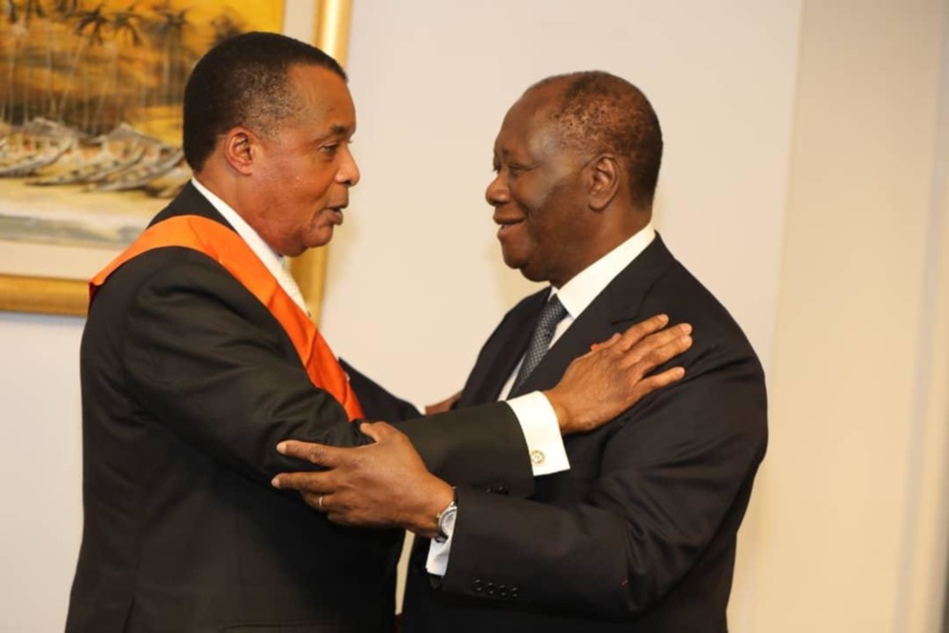 Sassou N'Guesso congratulé par Alassane Ouattara, après sa distinction Sassou N'Guesso congratulé par Alassane Ouattara, après sa distinction