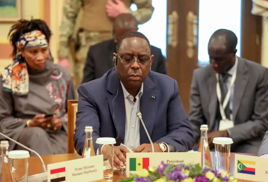 Le président sénégalais Macky Sall, membre de la délégation africaine en Russie. © DR
