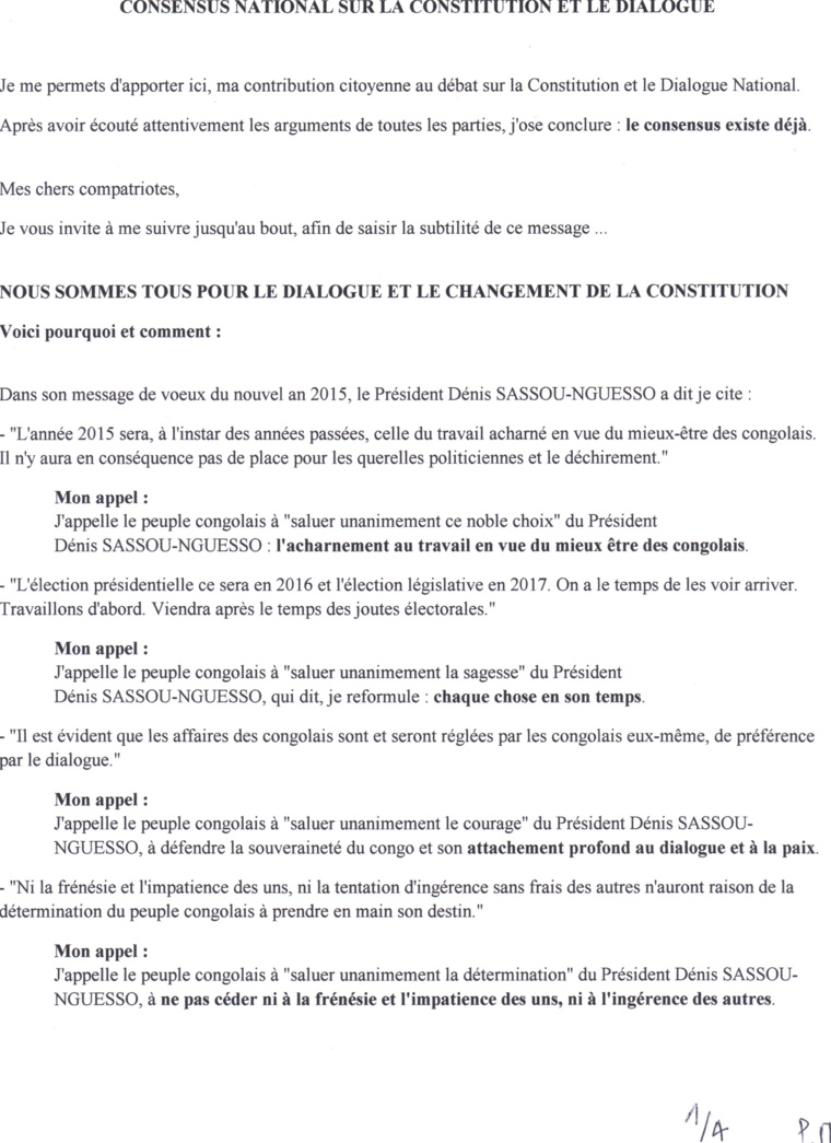 Le consensus national sur la constitution et le dialogue : Une "bombe" à destination de Mpila