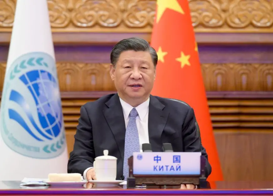 Chinese President Xi Jinping addresses the 23rd meeting of the Council of Heads of State of the Shanghai Cooperation Organization (SCO) via video conference from Beijing, capital of China, July 4, 2023. (Xinhua/Li Xueren)