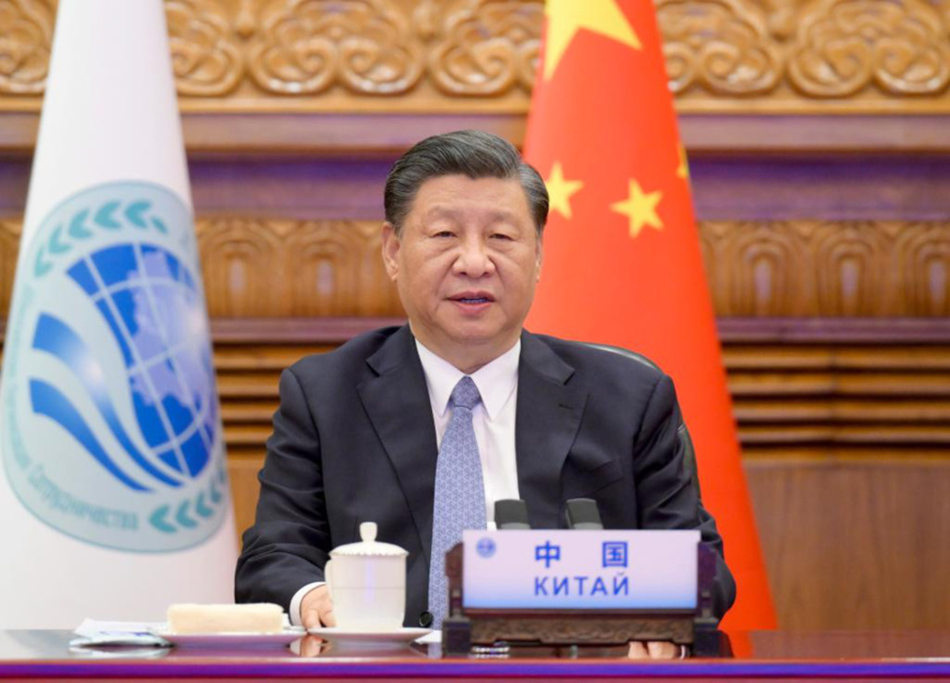 Chinese President Xi Jinping addresses the 23rd meeting of the Council of Heads of State of the Shanghai Cooperation Organization (SCO) via video conference from Beijing, capital of China, July 4, 2023. (Xinhua/Li Xueren) Chinese President Xi Jinping addresses the 23rd meeting of the Council of Heads of State of the Shanghai Cooperation Organization (SCO) via video conference from Beijing, capital of China, July 4, 2023. (Xinhua/Li Xueren)