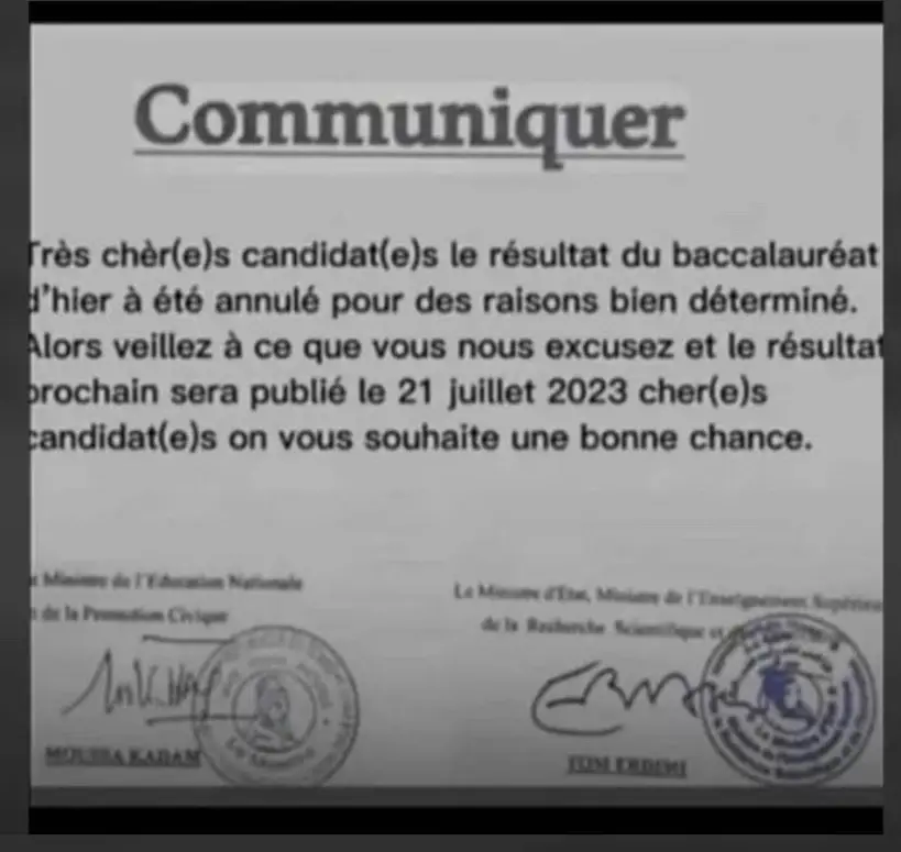 Tchad : le ministère de l’Enseignement alerte sur un FAUX communiqué annonçant l’annulation du BAC