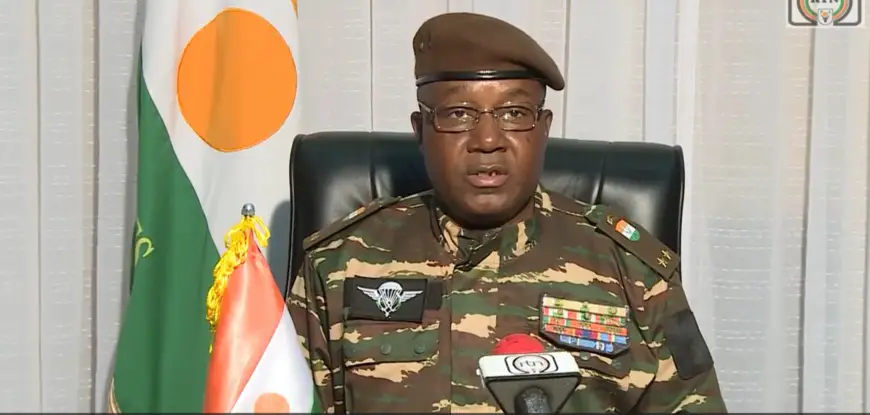 Le général Abdouramane Tchiani, ex-commandant de la garde présidentielle et nouvel homme fort du Niger, après le renversement du président Mohamed Bazoum. © Capture d'écran/DR