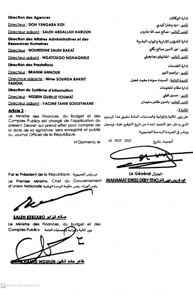Tchad : nominations à la Caisse de retraite des militaires (CARMI)