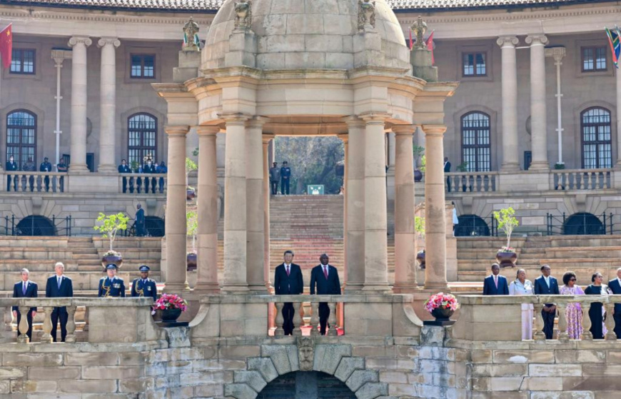 Chinese President Xi Jinping and South African President Cyril Ramaphosa hold talks in Pretoria, South Africa, Aug. 22, 2023. (Xinhua/Yin Bogu) Chinese President Xi Jinping and South African President Cyril Ramaphosa hold talks in Pretoria, South Africa, Aug. 22, 2023. (Xinhua/Yin Bogu)