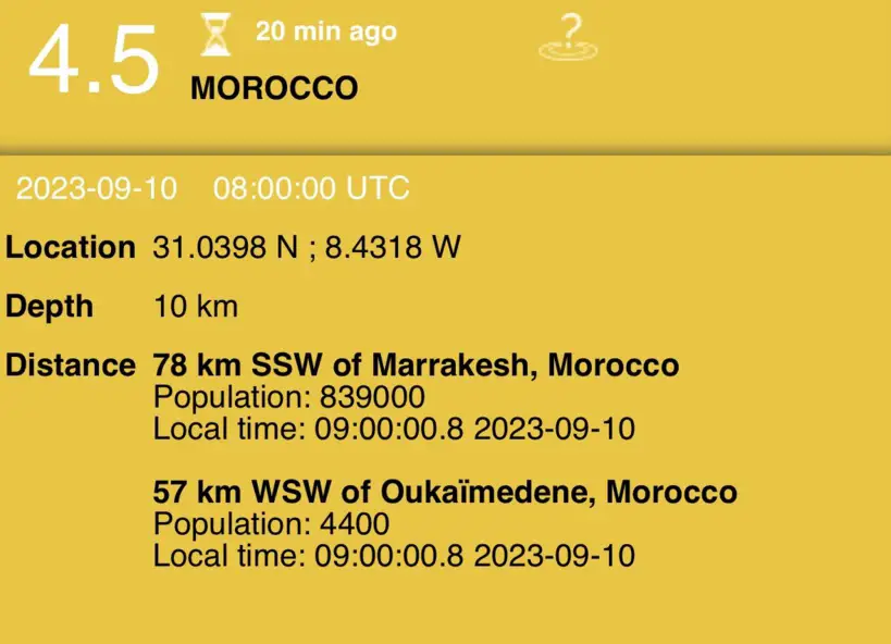 Séisme au Maroc : Une nouvelle secousse a été ressentie dimanche avec une magnitude de 4,5